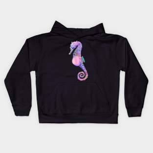 Cool Purple Pink and Blue Seahorse Kids Hoodie